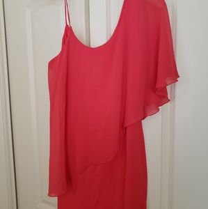 Coral dress with one shoulder